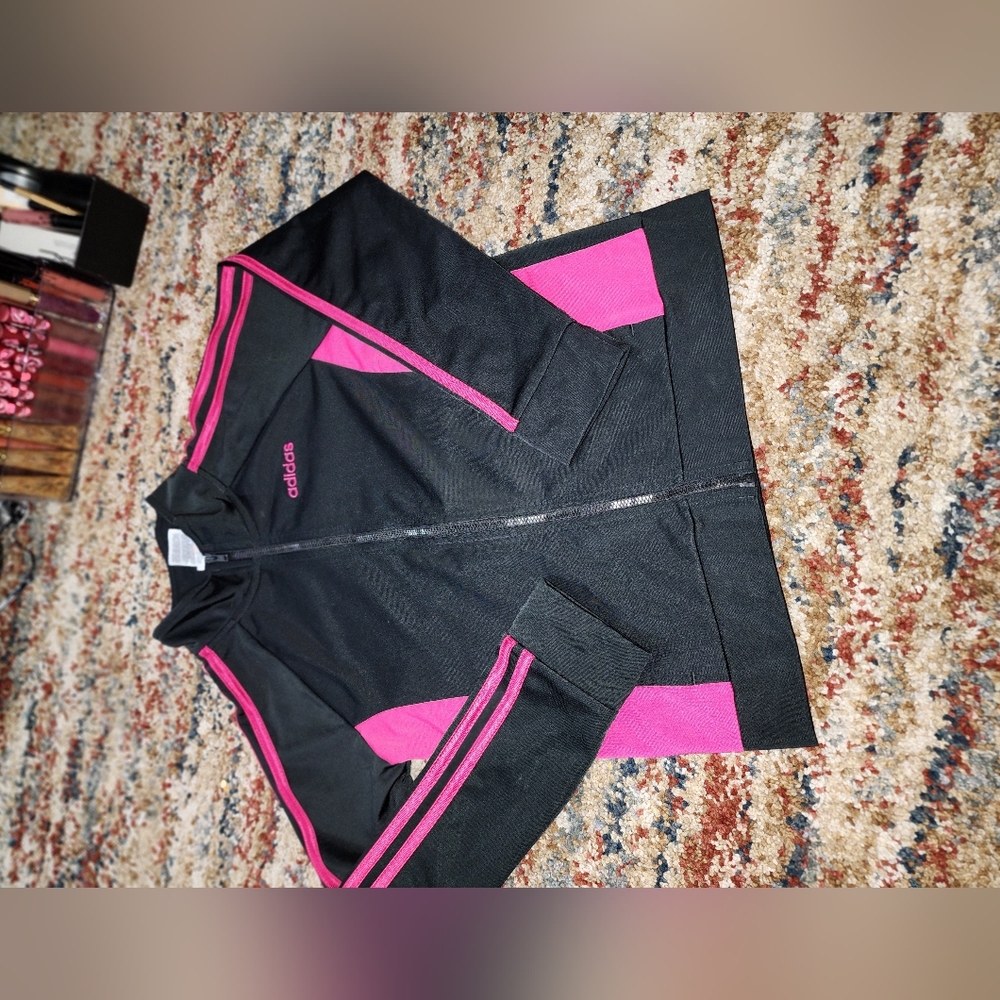 Adidas logo girls sweater zipper black and pink New Adidas zipper Sweater
